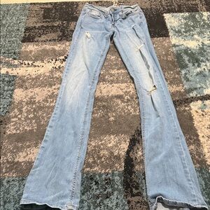 Aeropostale Light Blue Flare Jeans with Distressed Knees